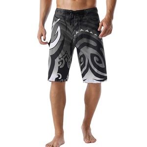 Nonwe Men's Swim Trunks Quick Dry Wave Pattern Shorts